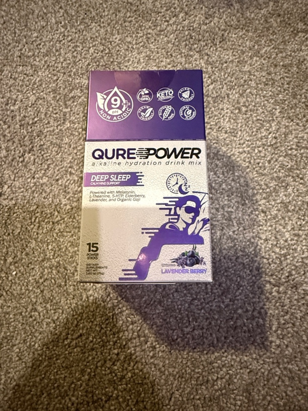 Qure Power Deep Sleep Alkaline Hydration Drink Mix - Lavender Berry (Purple)